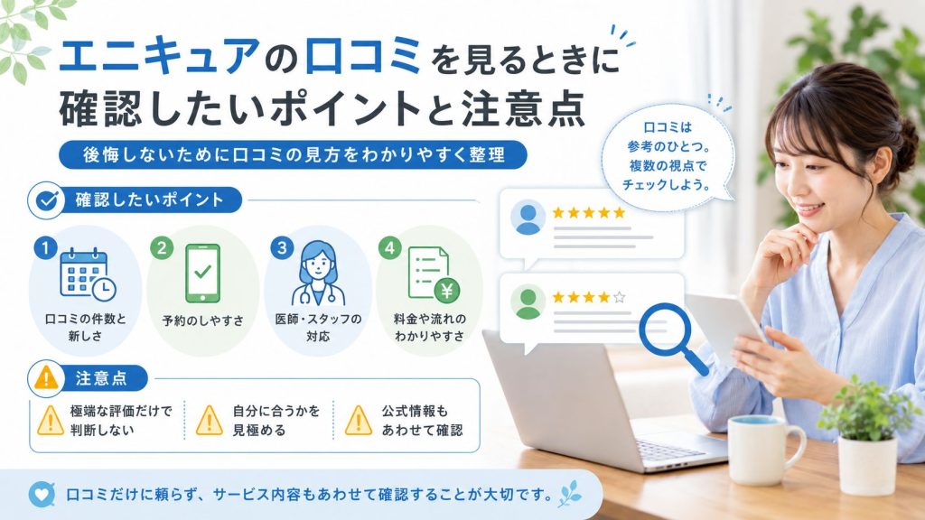 エニキュアの口コミを見るときに確認したいポイントと注意点