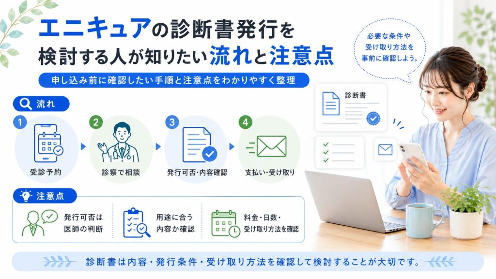 エニキュアの診断書発行を検討する人が知りたい流れと注意点